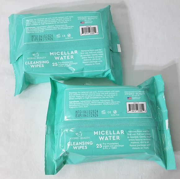 Hydro Beauty Micellar Water Detoxifying & Refreshing Cleansing Wipes,Bundle of 2 - Picture 2 of 2
